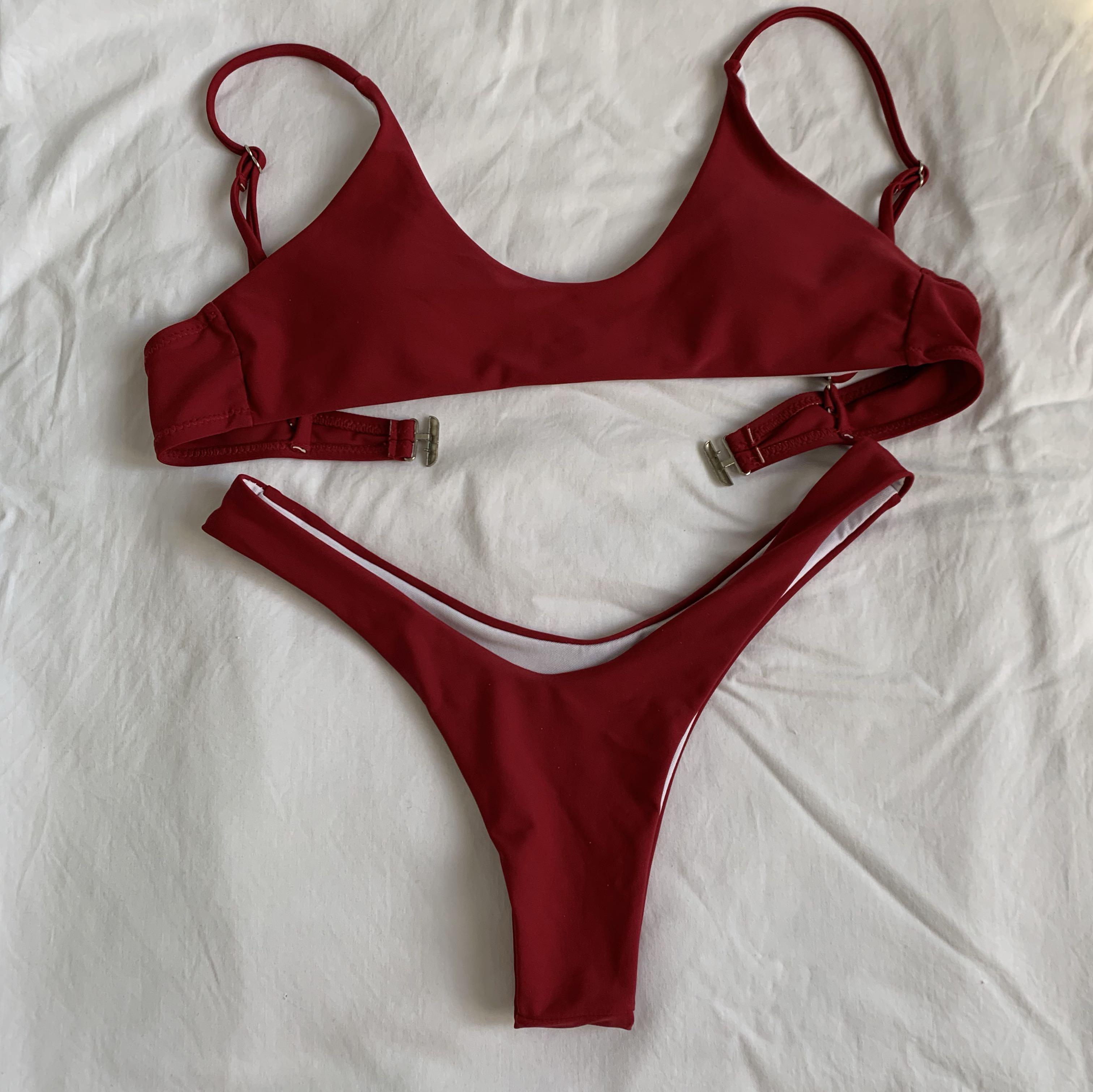 women's red bikini set