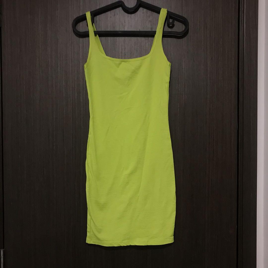 neon green tight dress