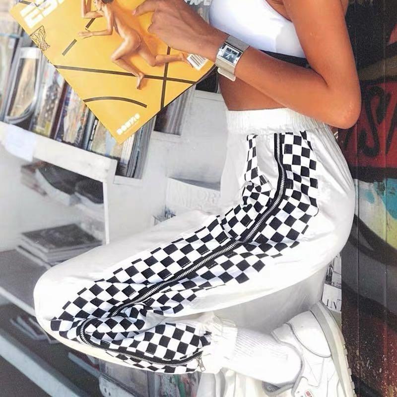 Checkered track pants womens deals