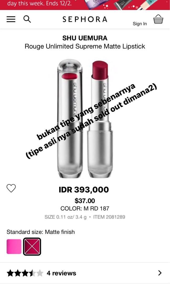 ORIGINAL SHU UEMURA MATTE LIPSTICK, Kesehatan & Kecantikan, Rias Wajah ...