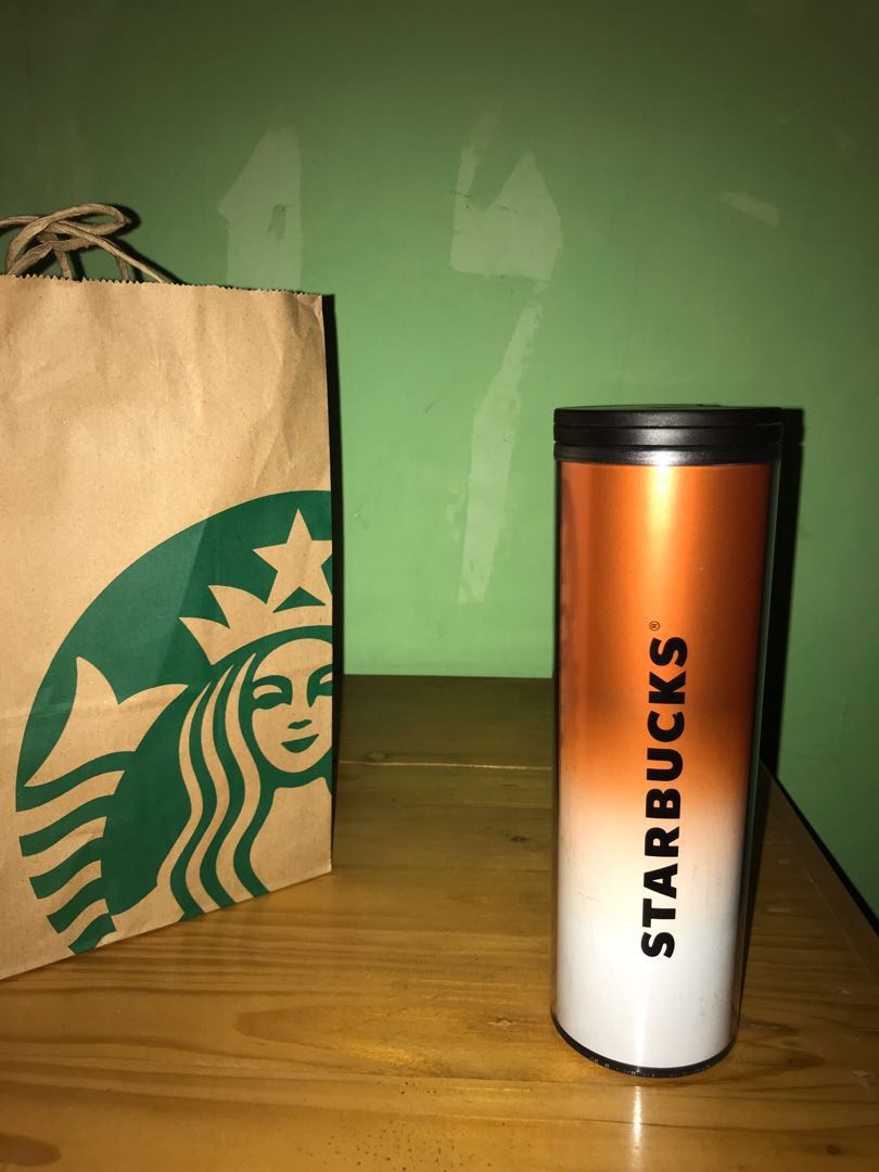 Tumbler Starbucks Wordmark Copper Gold, Kitchen & Appliances di Carousell