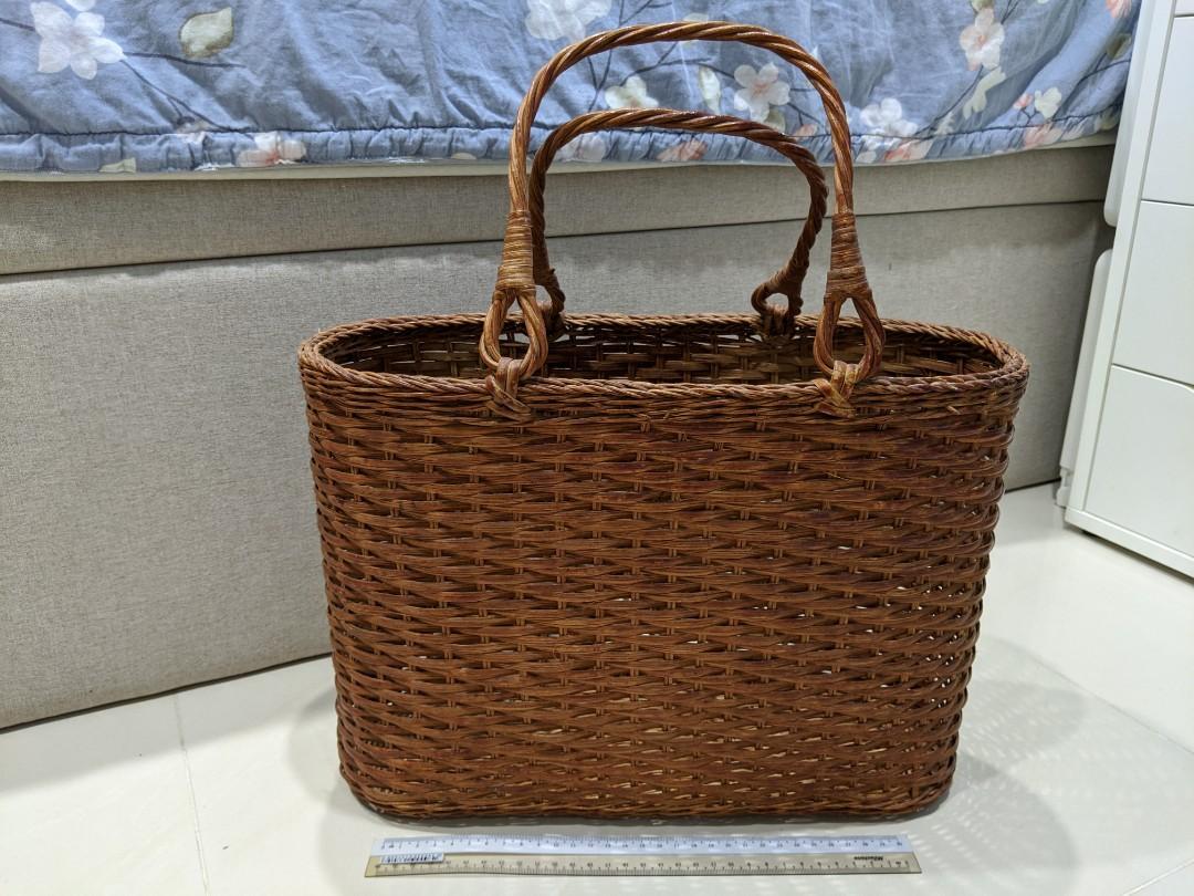 Wicker Rattan Shopping Basket Tote Bag Furniture Home Living