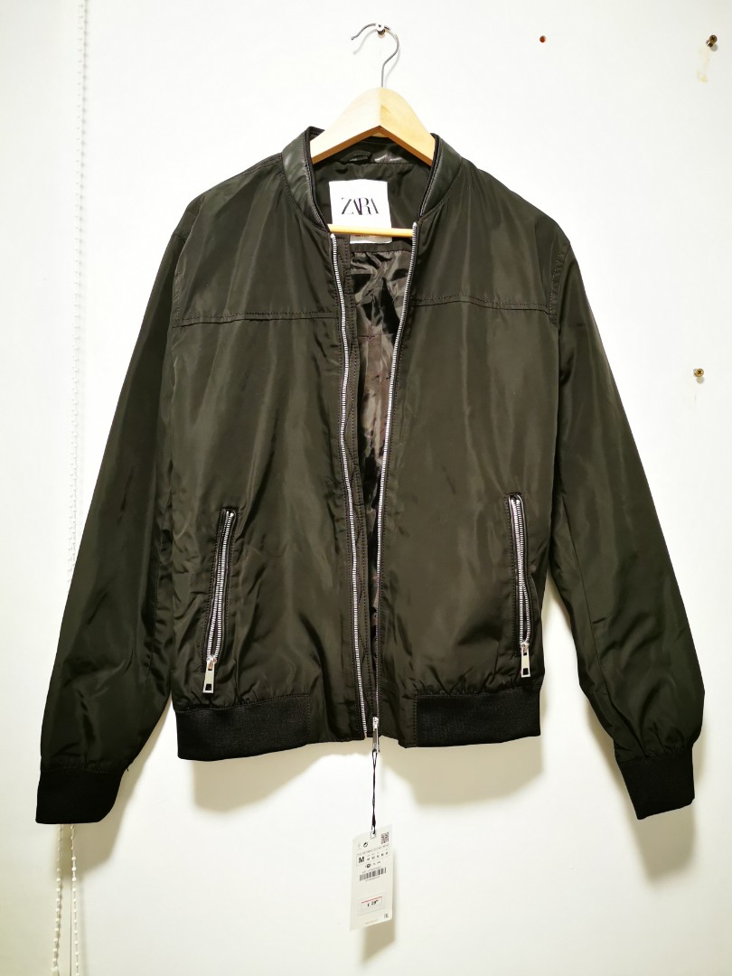 Brand New Zara Bomber Jacket with contrast collar Black Men s