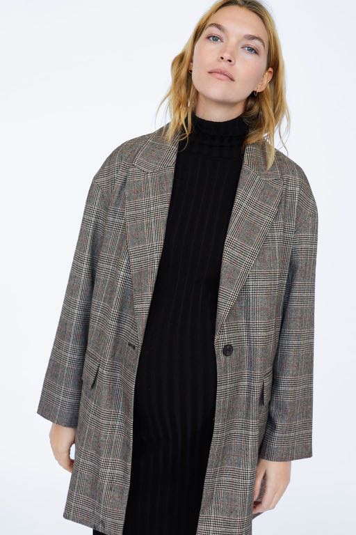 Zara oversized plaid coat, Women's Fashion, Coats, Jackets and