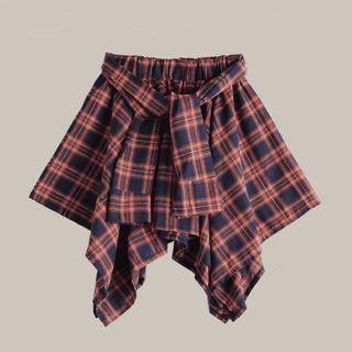 Korean Plaid Checkered Wrap Skirt