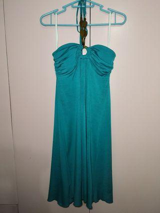 Flowy Aqua Blue Halter Dress - Summer Dress
