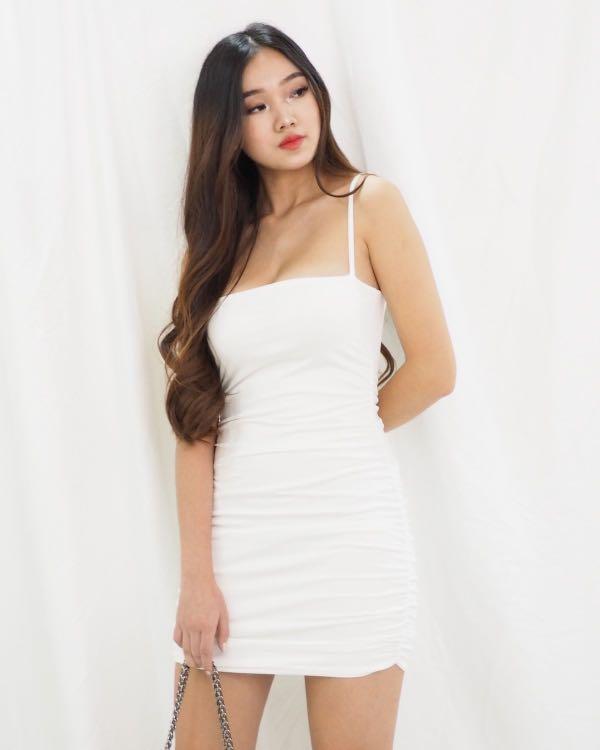4 colours PO ruched straight cut bodycon dress Women s Fashion