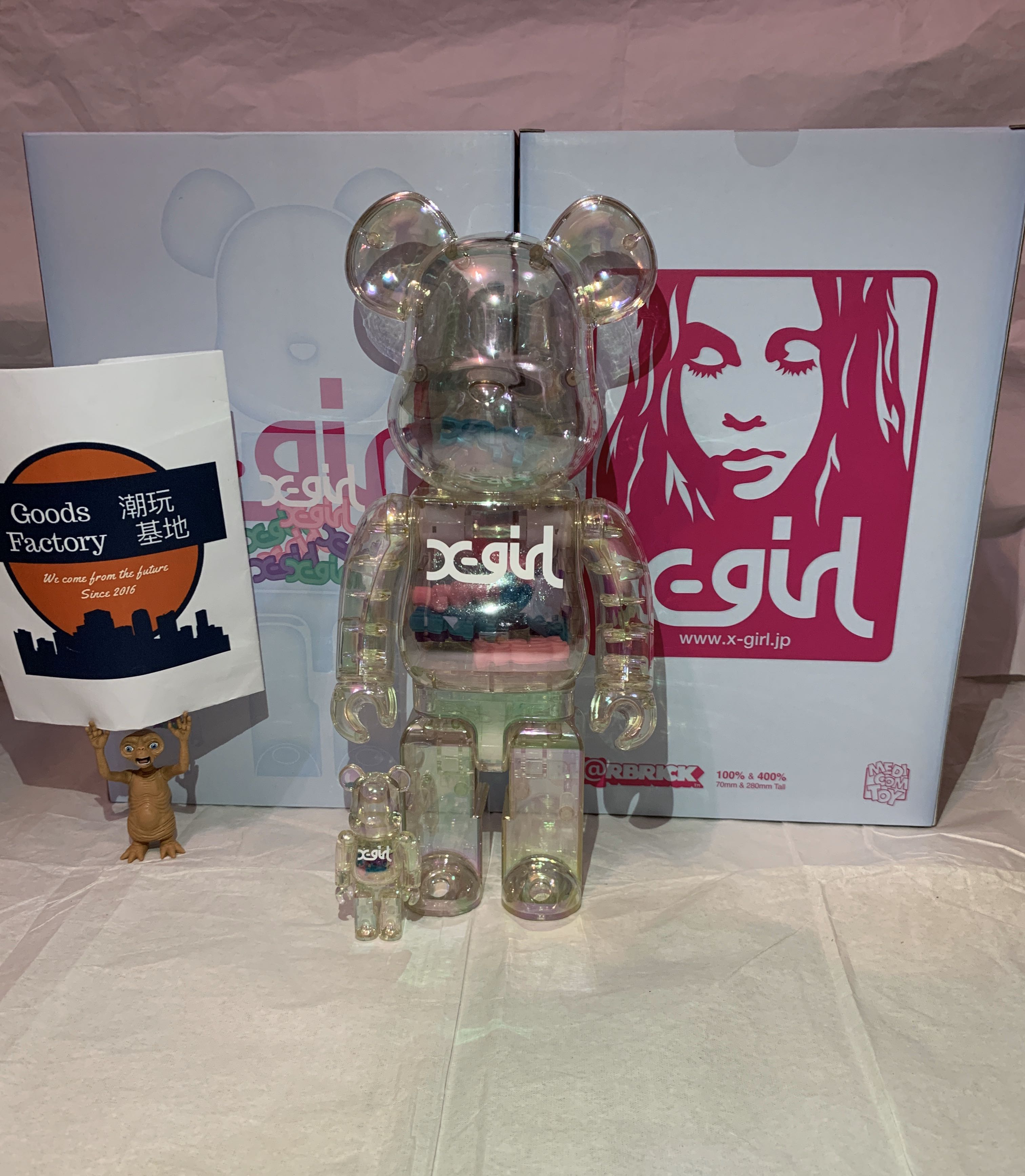 MEDICOM TOY BE@RBRICK X-GIRL 2021 CLEAR BLUE 1000% メディコムトイ ...