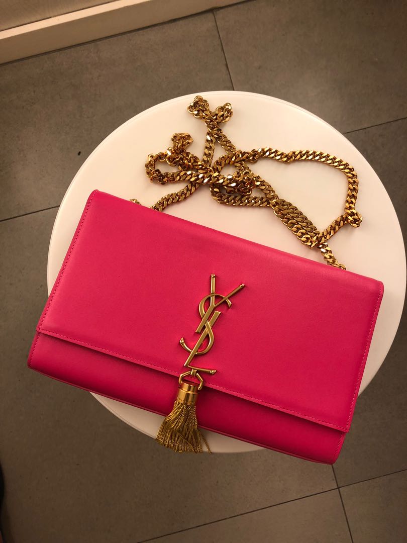 Authentic YSL Saint Laurent Kate Hot Pink Sling bag, Luxury, Bags