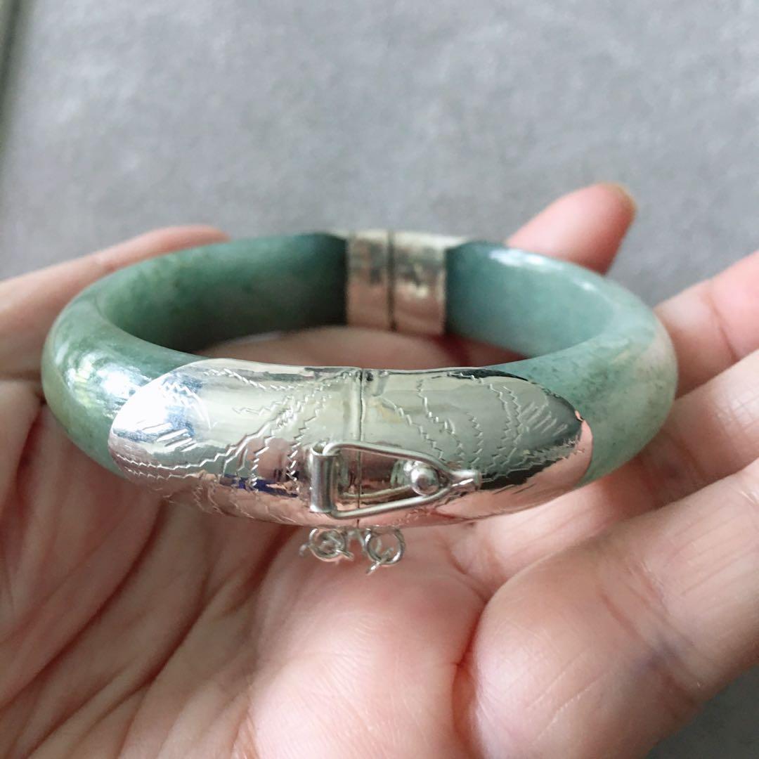 Jade bangle with silver clasp online