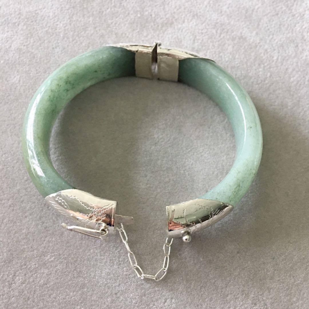 Jade bangle hotsell with silver clasp