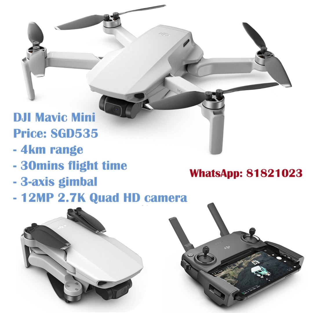 DJI Mavic Mini - Drone FlyCam Quadcopter with 2.7K Camera 3-Axis Gimbal GPS 30min Flight Time ...