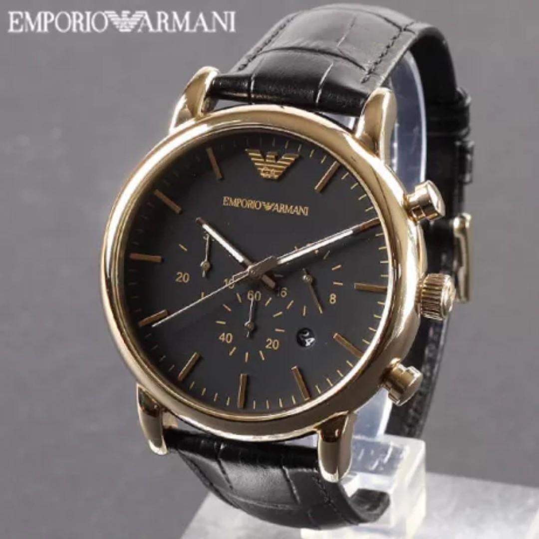emporio armani luigi chronograph black dial men's watch
