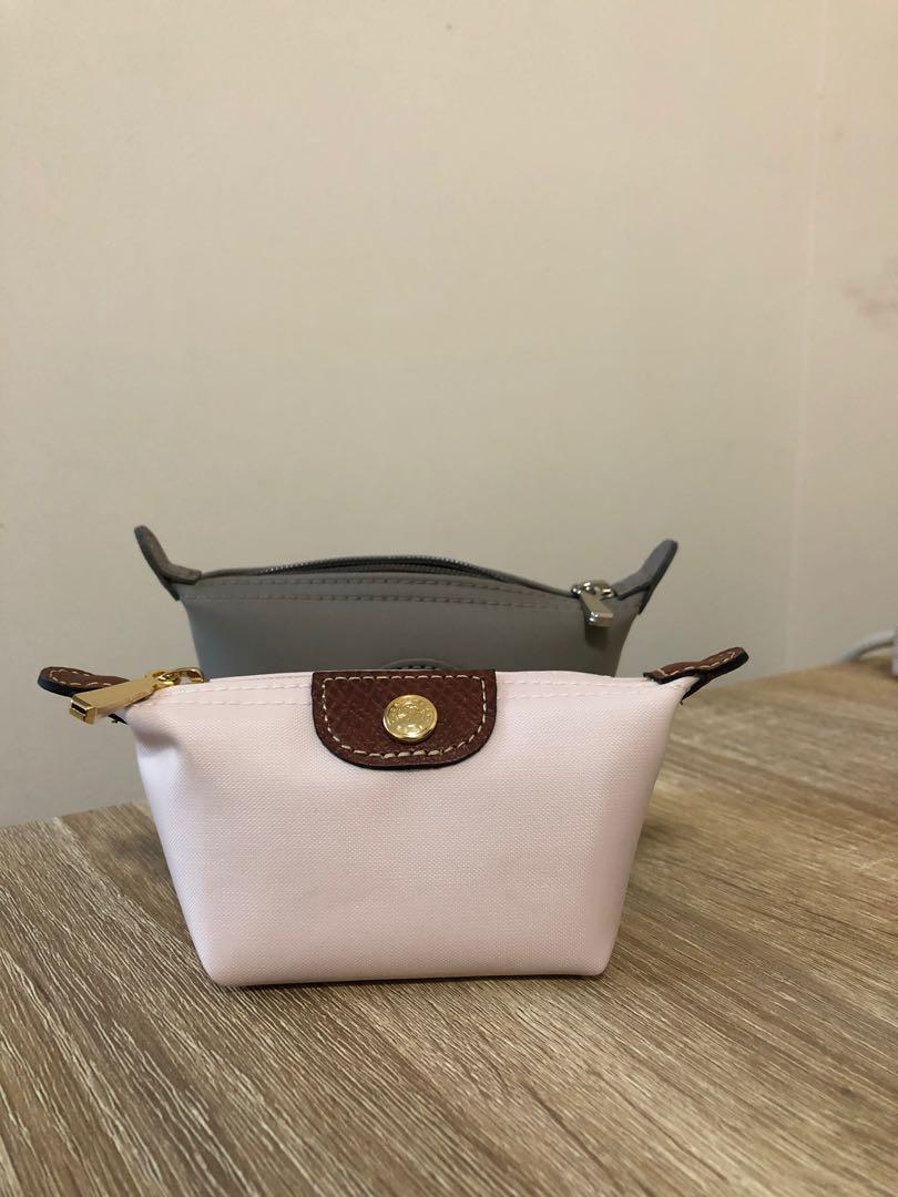 Longchamp Le Pliage Coin Purse Wallet Putty Gray Greige Gift HTF 17