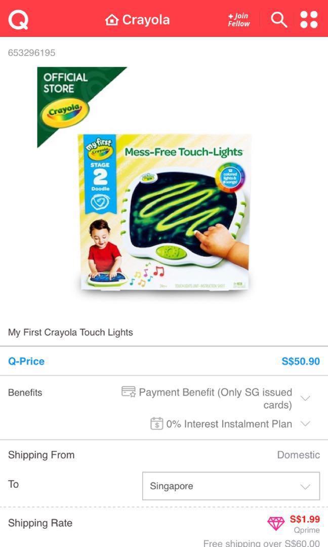 My First Crayola Mess Free Touch Lights Babies Kids Toys Walkers On Carousell