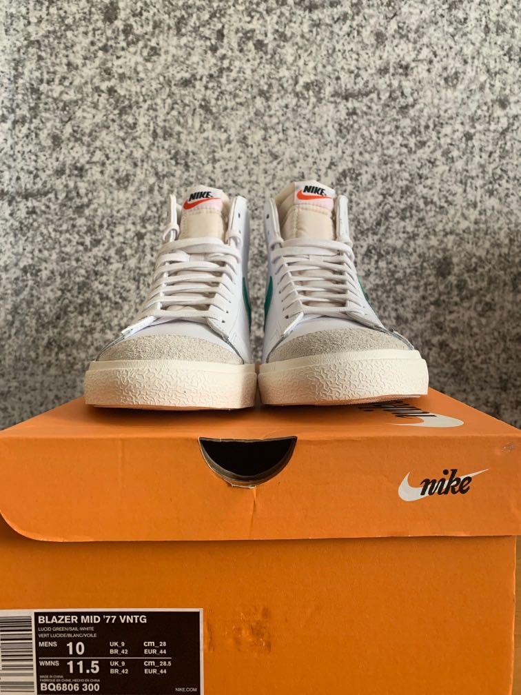 Nike Blazer Mid 77 Vntg Lucid Green Sail White Men s Fashion Footwear Sneakers on Carousell