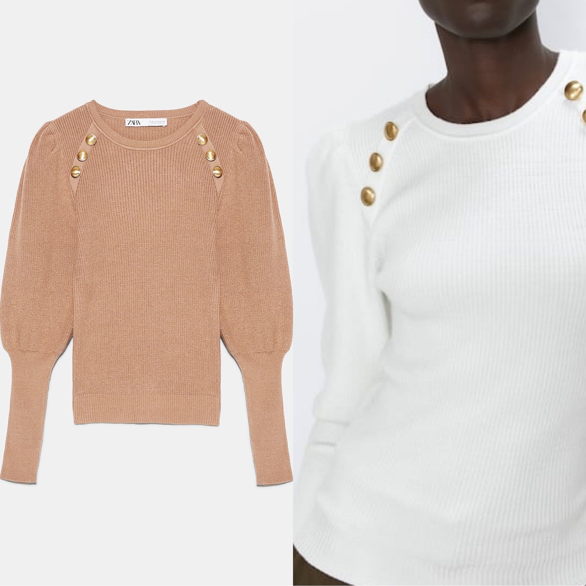 Zara Sweater with Gold Buttons, Women's Fashion, Tops, Blouses on Carousell