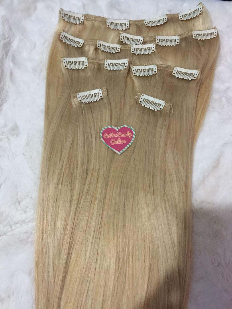 100 Human Hair Extensions Platinum Blond 100g 23 Inches Long