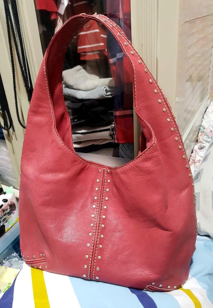 Michael kors red sales hobo bag