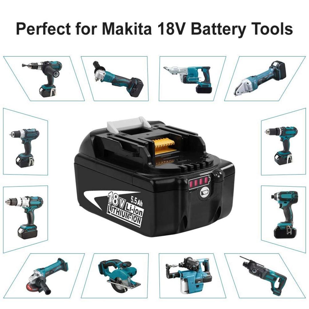 For makita 18v 5.5Ah Replacement Battery Compatible with Makita BL1830  BL1840 BL1850 BL1860 BL1860B LXT Li-Ion Battery Tools