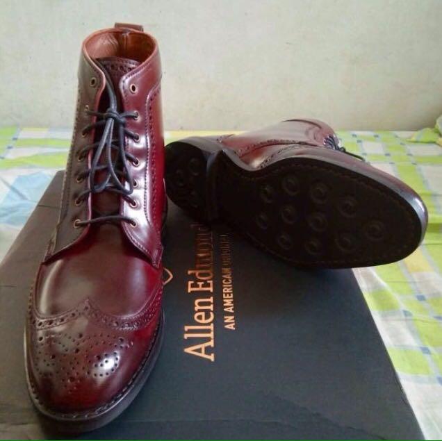 Brand New Shell Cordovan Allen Edmonds Dalton Boots Color 8 Burgundy 7 5 2e Dainite Sole Men S Fashion Footwear Dress Shoes On Carousell