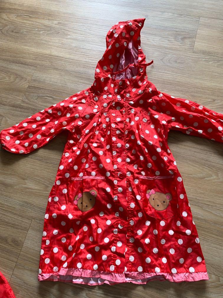 Red polka dot raincoat outlet