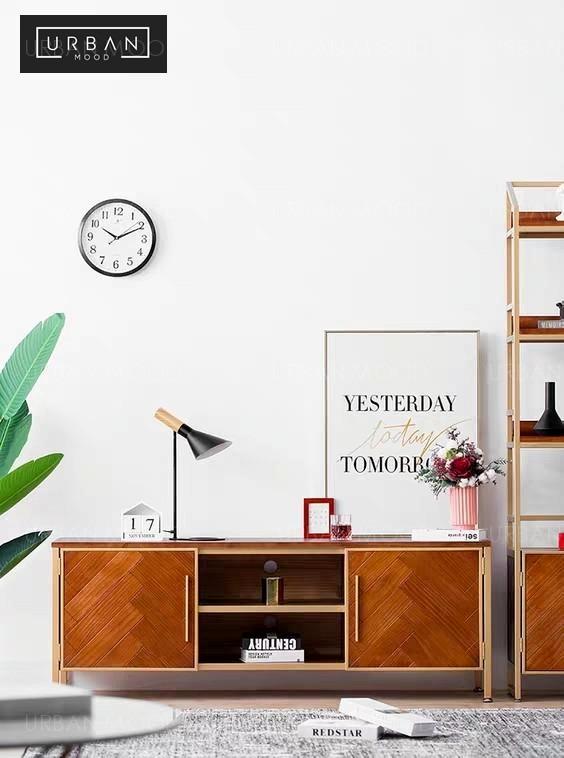 DOLORES Rustic Herringbone TV Console, Furniture & Home Living