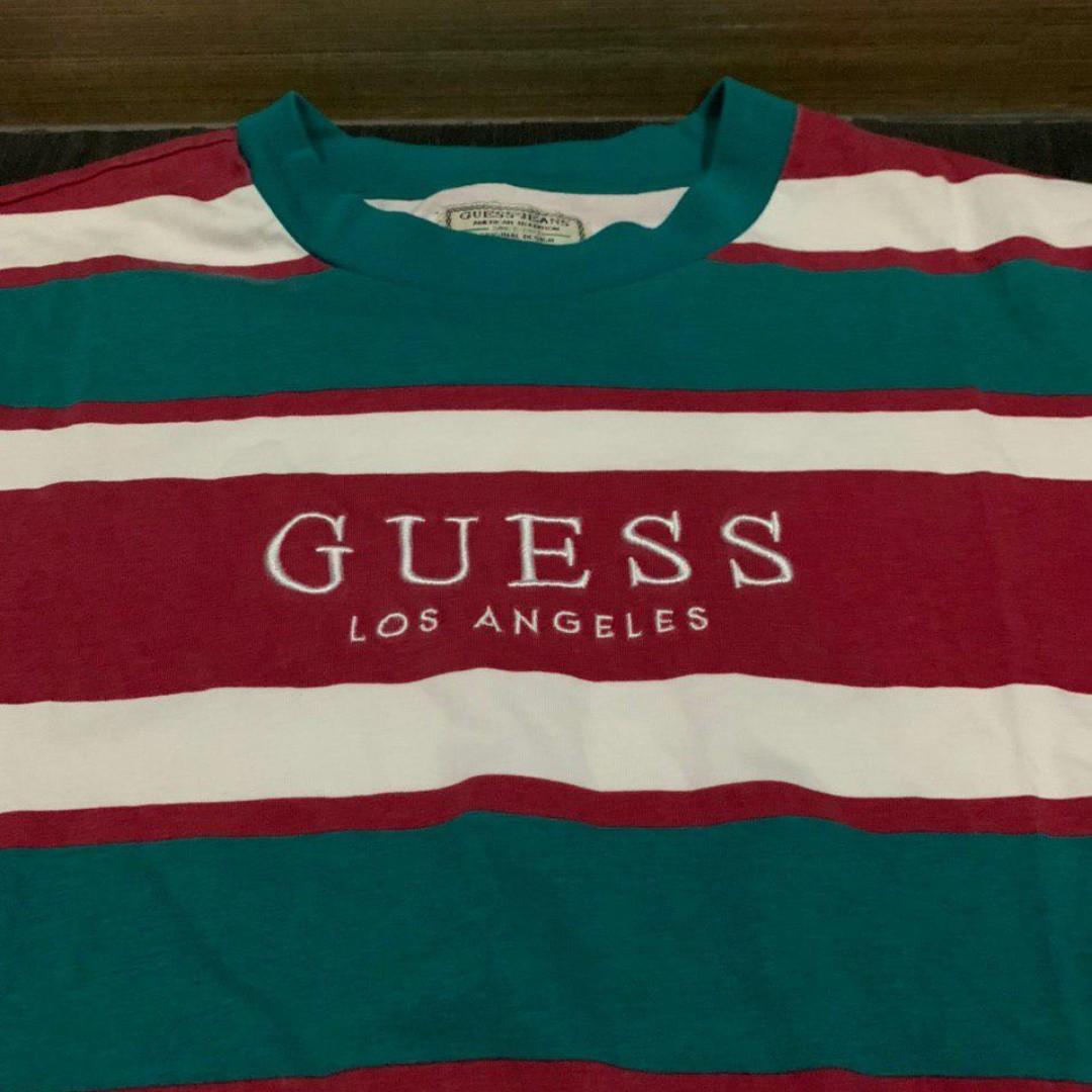 guess red striped shirt