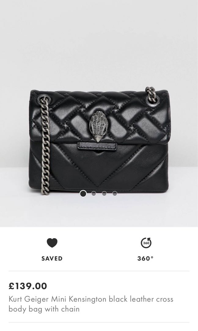 Kurt geiger mini kensington black discount leather cross body bag with chain
