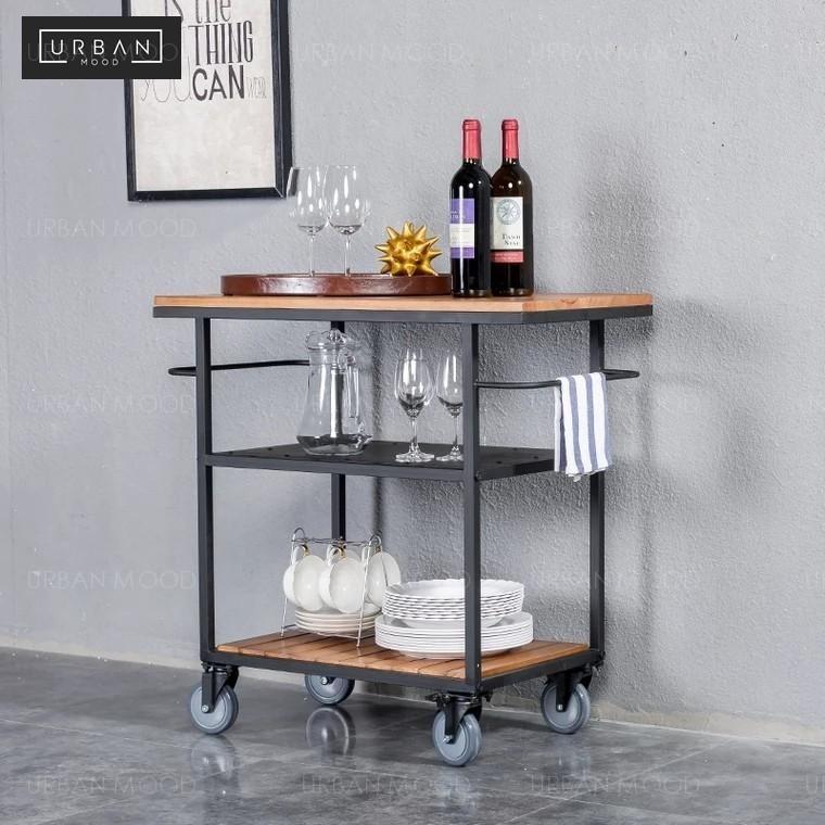 Marley Modern Rustic Kitchen Bar Cart Furniture Shelves Drawers On Carousell