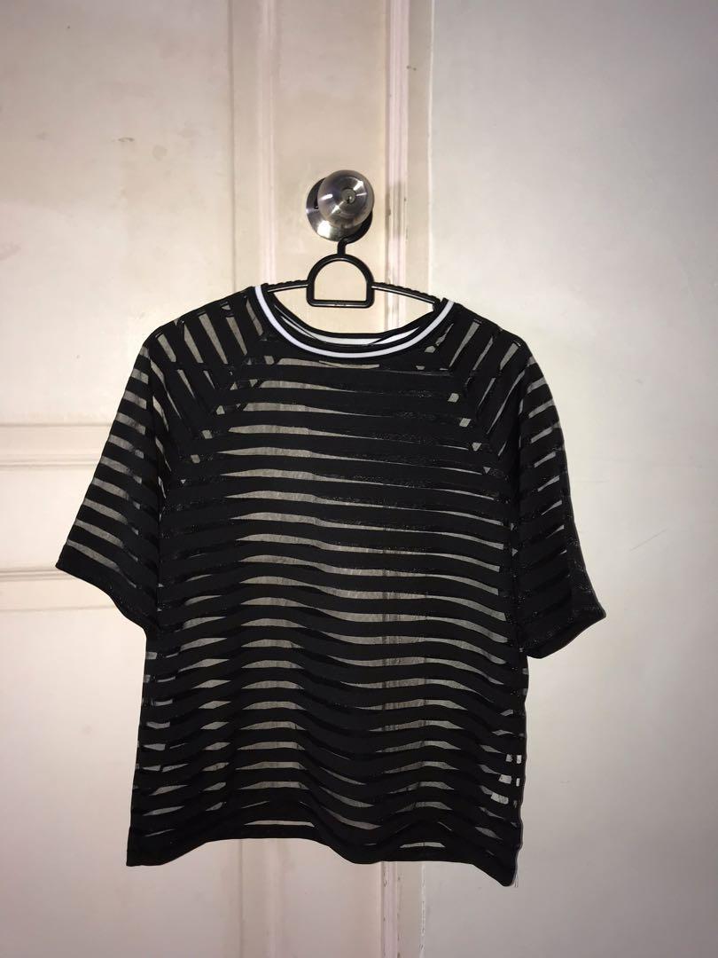 striped mesh top