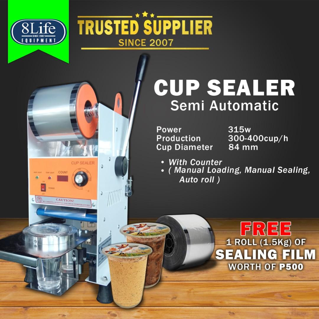 Semi Auto Cup Sealer Cupping Sealing Machine (Category: Cleaning Tools & Supplies) located in Valenzuela. Submitted by eightlife_trading (Listing ID 264788309, Image 1). Description: FREE 1 roll of sealing film worth P500, Auto load auto seal auto roll OTHER AVAILABLE PRODUCTS: • Beverage Dispenser • Blender • Milk Shaker • Milk Tea Barrels • Cup Sealers - Manual/Automatic/Semi-Automatic • Cup Sealing Films • Chocolate Fountain • Tray Sealer • Ro