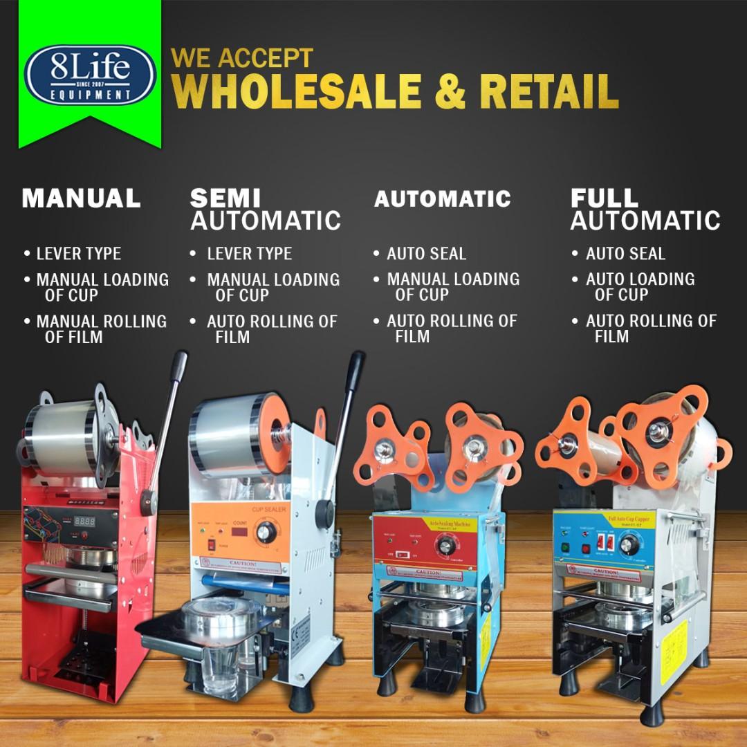 Semi Auto Cup Sealer Cupping Sealing Machine (Category: Cleaning Tools & Supplies) located in Valenzuela. Submitted by eightlife_trading (Listing ID 264788309, Image 2). Description: FREE 1 roll of sealing film worth P500, Auto load auto seal auto roll OTHER AVAILABLE PRODUCTS: • Beverage Dispenser • Blender • Milk Shaker • Milk Tea Barrels • Cup Sealers - Manual/Automatic/Semi-Automatic • Cup Sealing Films • Chocolate Fountain • Tray Sealer • Ro