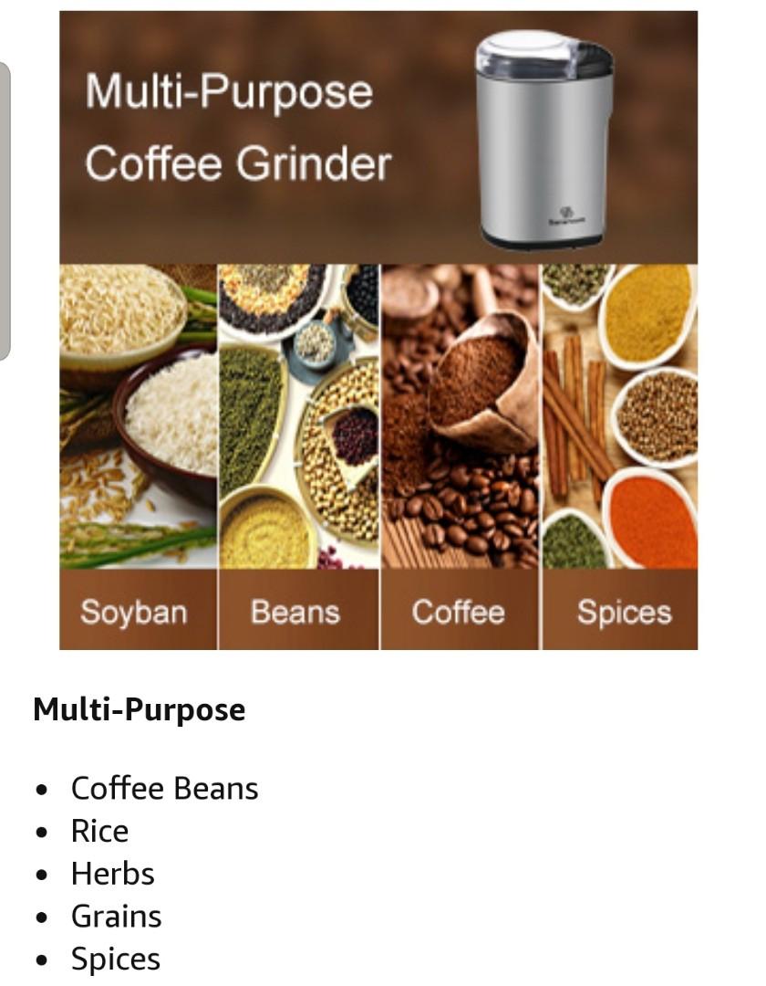 Grains and More Nuts Sararoom Coffee Bean and Spice Grinder Mill 110V Low Noise DC Motor with Stainless Steel Body and Blades for Burr Spices Herbs Electric Coffee Grinder Coffee Bean Grains and More Nuts Sararoom Coffee Bean and Spice Grinder Mill 110V Low Noise DC Motor with Stainless Steel Body and Blades for Burr Spices Herbs Electric Coffee Grinder Coffee Bean