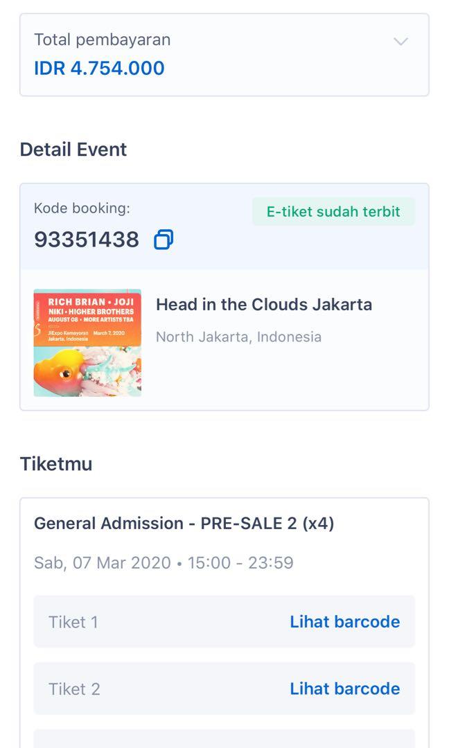 Tiket Head In The Clouds Ready Fest Vip Tiket Voucher Tiket Acara Di Carousell