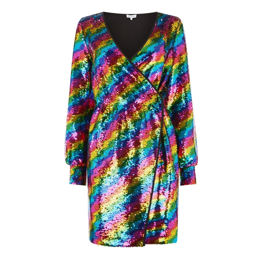 Warehouse rainbow sequin dress