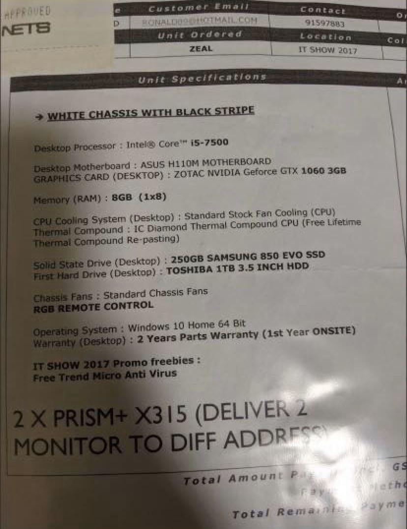 ZEAL Gaming PC + Logistic Speakers, Computers & Tech, Parts ...