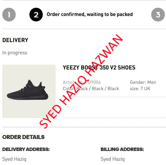 Adidas order confirmed waiting to be packed deals