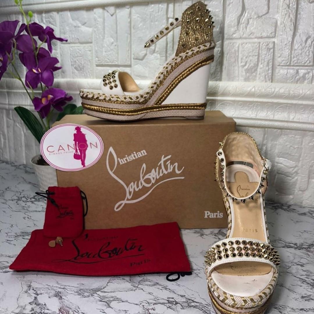 Authentic Christian Louboutin Madmonica 120 Nappa Shiny Platform Wedge Sandals Size 37. Women s Fashion Footwear Flats Sandals on Carousell