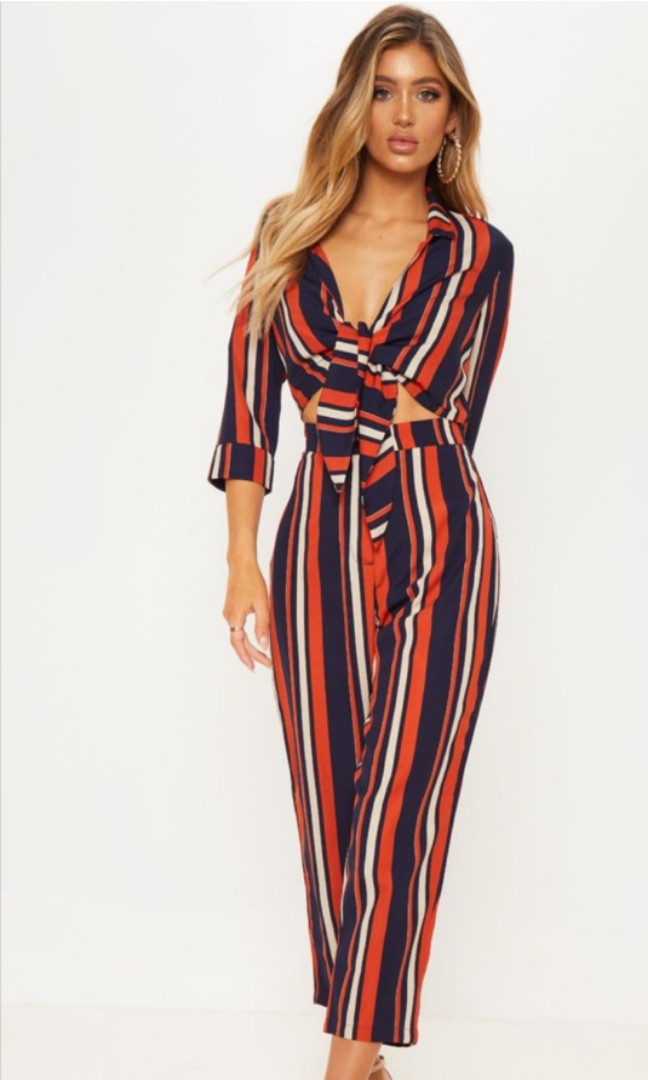 Burnt orange stripe tie 2024 detail jumpsuit