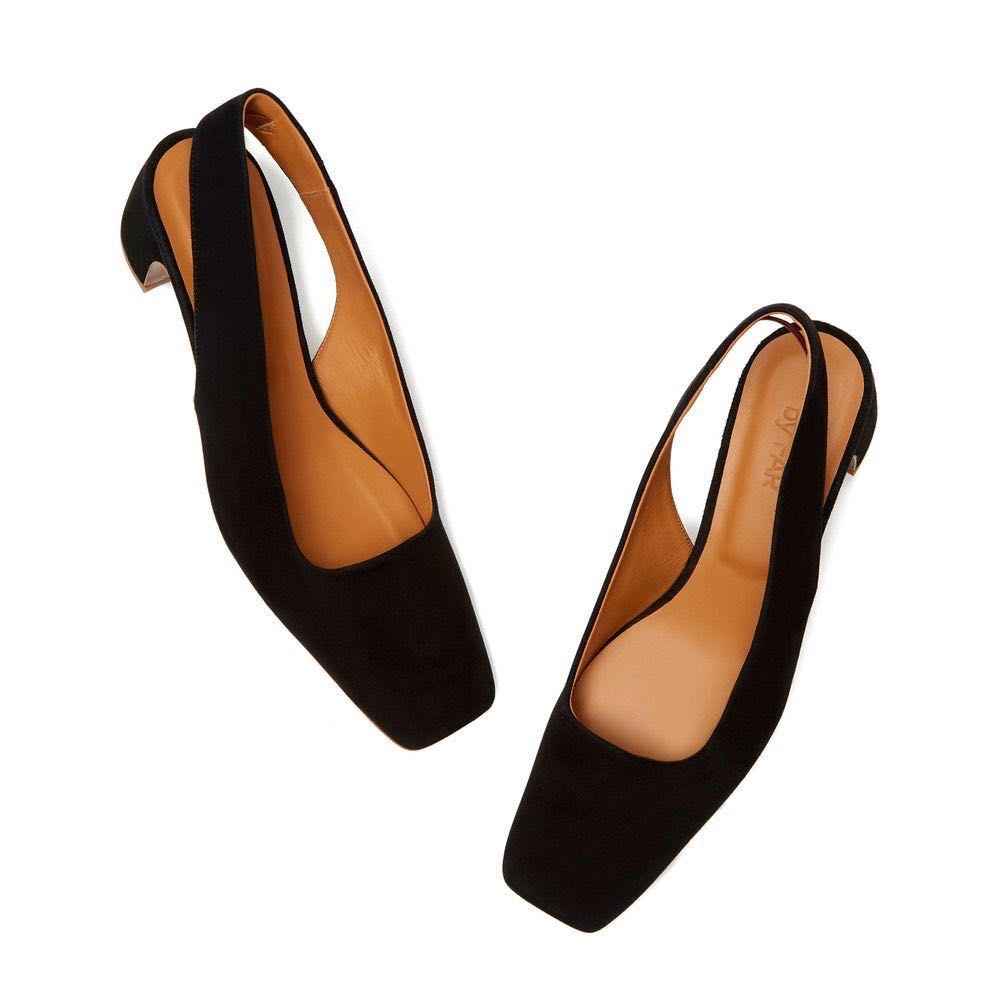 By Far Danielle Black Suede Slingback Block Heel Pumps 38 / 9 ~ Fashionista  Favorite Jeanne Damas Bella Hadid Kendall Jenner @Byfar_Official, Women'S  Fashion, Footwear, Heels On Carousell