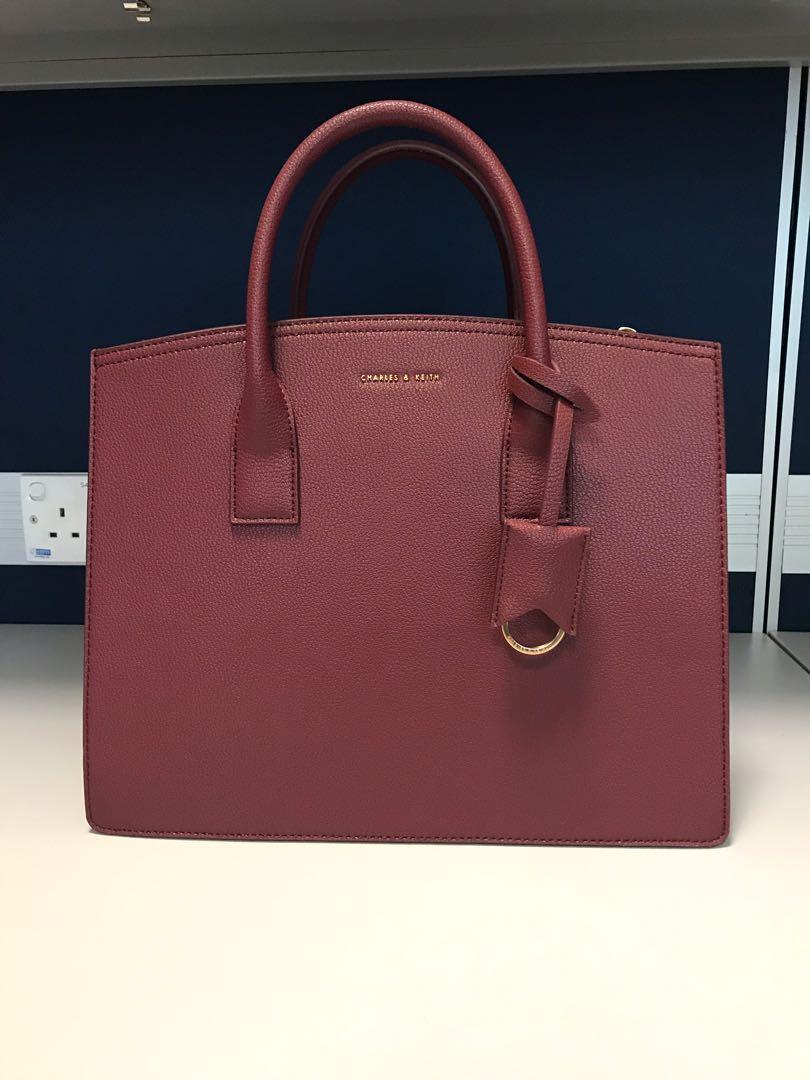 Charles and keith shop large structured tote bag