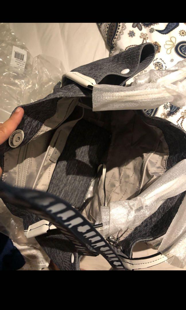 DKNY Ebony Mesh Tote Grey White Work Bag Gym Bag