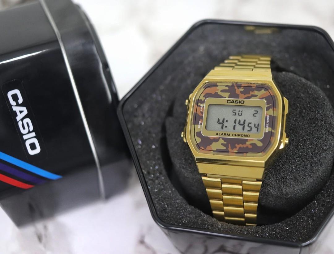 Jam Tangan Casio A168WE Digital Pria Wanita Fesyen Wanita Jam