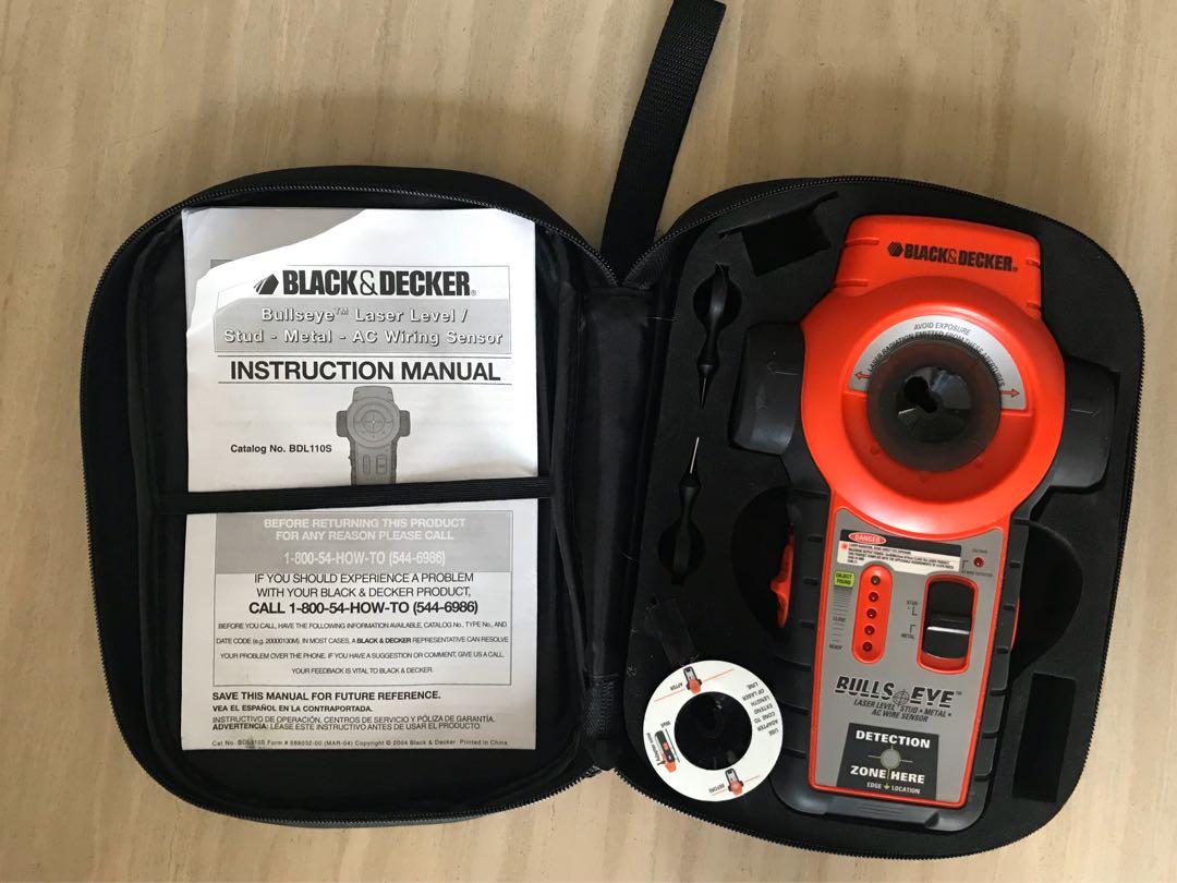 Black & Decker BDL110S Bulls Eye Laser Level/Stud Finder AC Wire Sensor  Manual