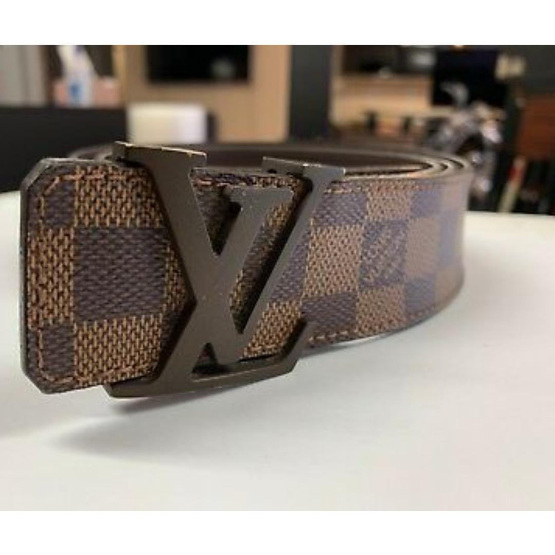 LV Initiales Reversible Damier Azur/Leather Belt Size 110/44