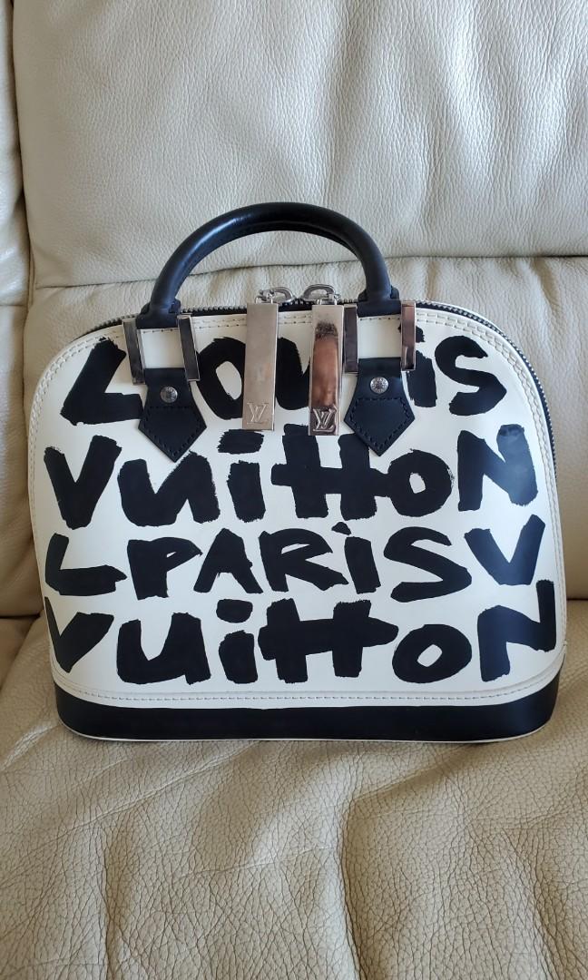 Louis Vuitton Limited Edition Black Glazed Leather Alma Graffiti