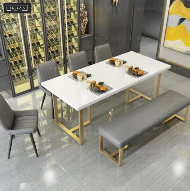 Maya Modern Leather Dining Bench Ottoman Furniture Tables