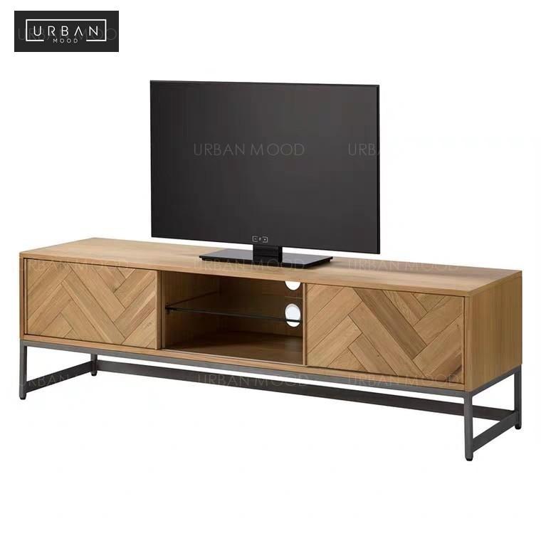 MYSTIC Rustic Herringbone TV Console, Furniture & Home Living
