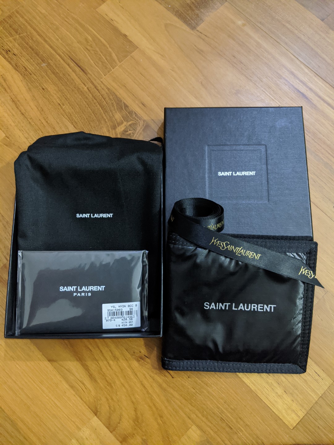 NUXX E W WALLET IN NYLON WITH PRINTED SAINT LAURENT LOGO